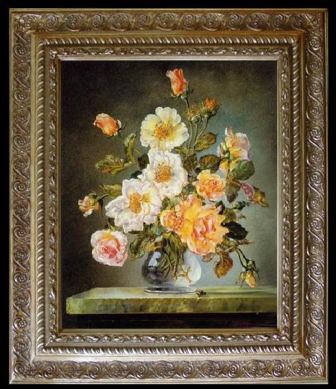 framed  unknow artist Floral, beautiful classical still life of flowers.135, Ta084